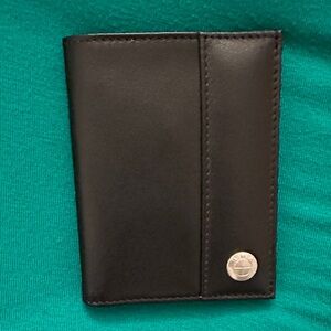BMW Black Calf Leather Card Holder Valet with Silver Logo
